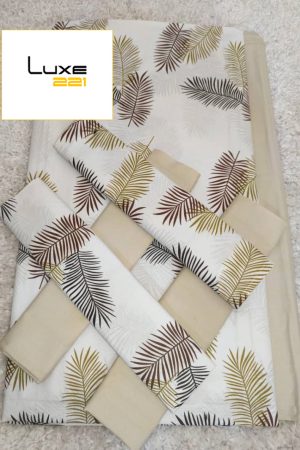 Drap coton à dakar 6 pièces beige et blanc Sénégal