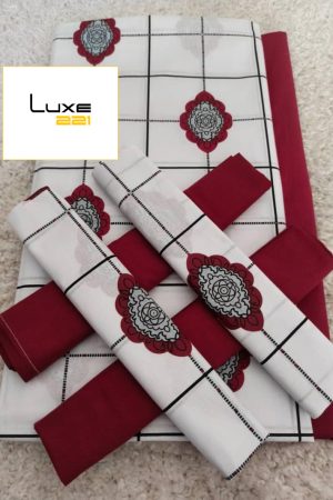 Drap 6 pièces rouge bordeaux Dakar